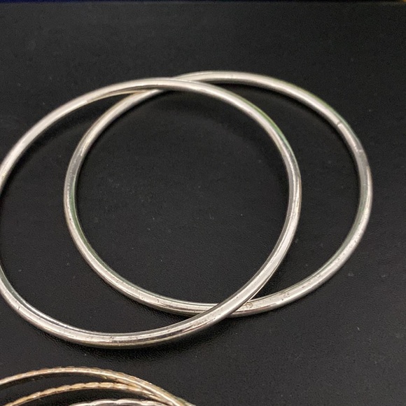 11 Silver-tone Bangle Bracelet Lot - Picture 4 of 11